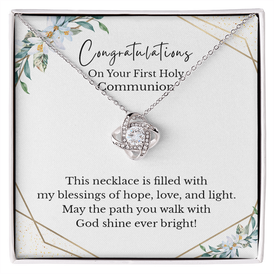 1st Holy Communion Message Card Necklace for Daughter Granddaughter Goddaughter, Catholic Church Baptism Pendant Present Ideas for Girl 223a
