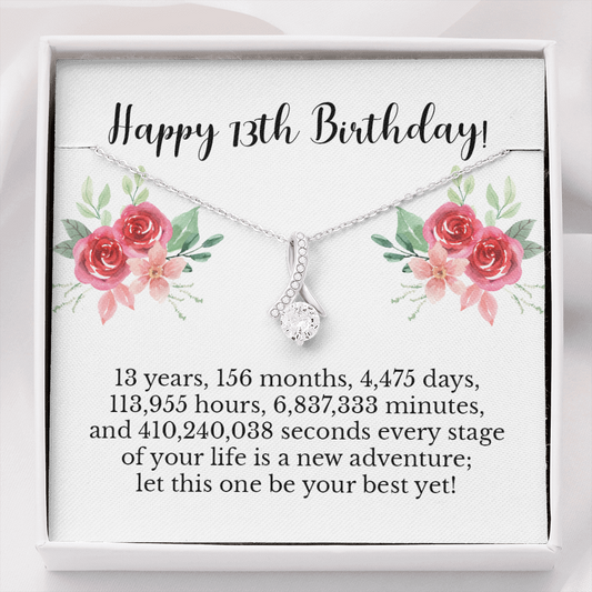 13th Birthday Girl - Happy 13th Birthday - 13th Birthday Girl Gifts - 13th Sister Gift - Sterling Silver Daisy Necklace Gift for Daughter 123a